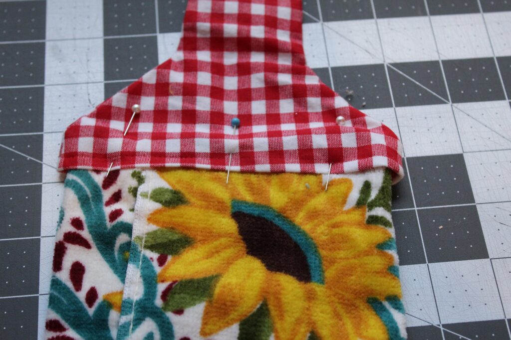 pinned and ready to sew hanging towel tutorial