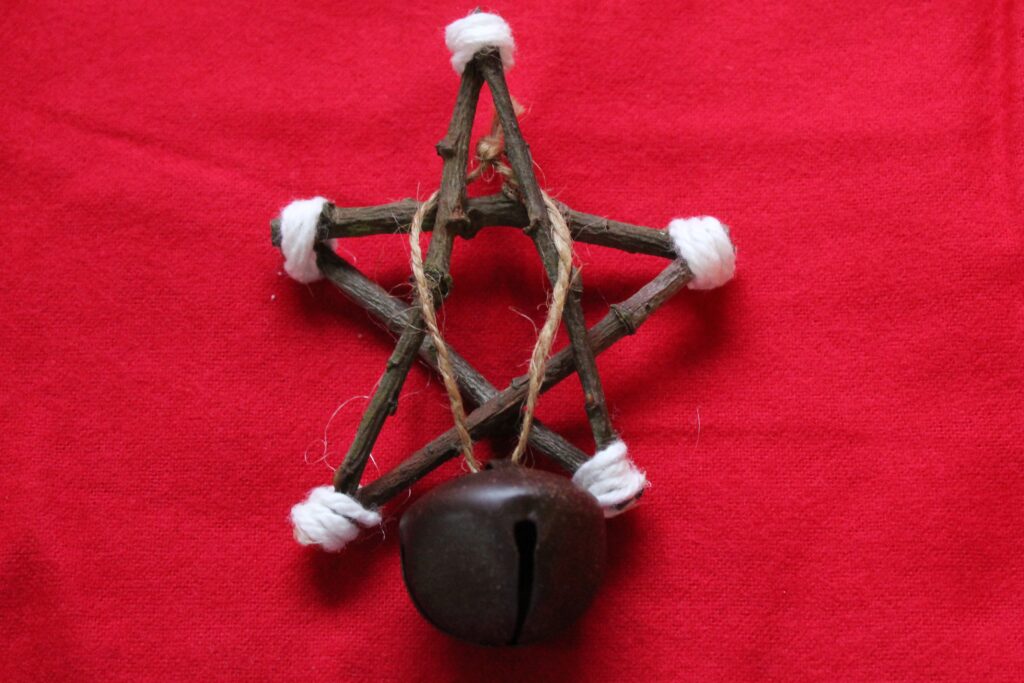 Twig Star Ornament with Bell