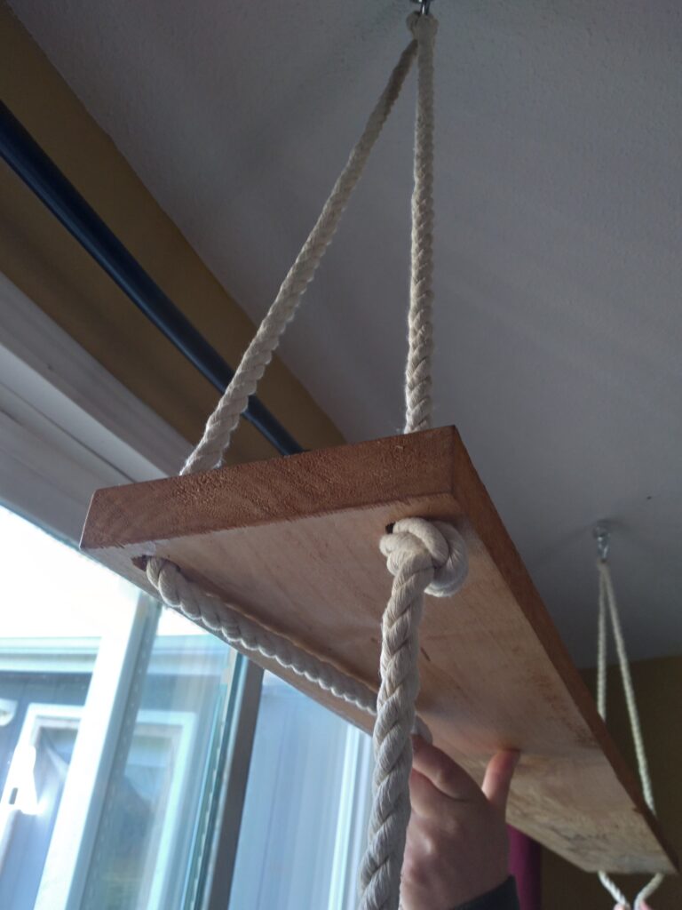 the knots we tied to hold the shelves in place